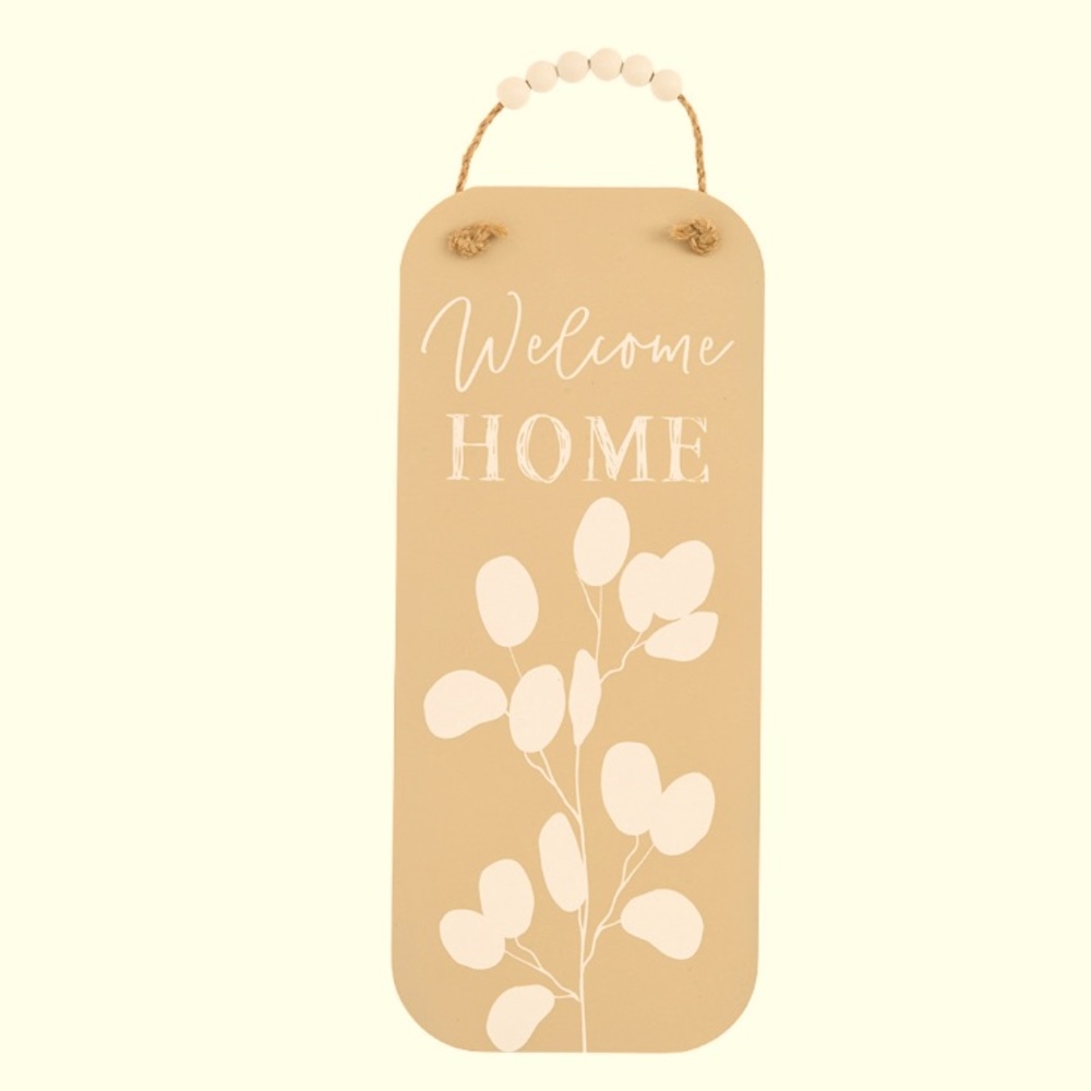 “Welcome Home”  Hanging  Wood Sign Neutral Beige Tranquility Style Theme 11.5”